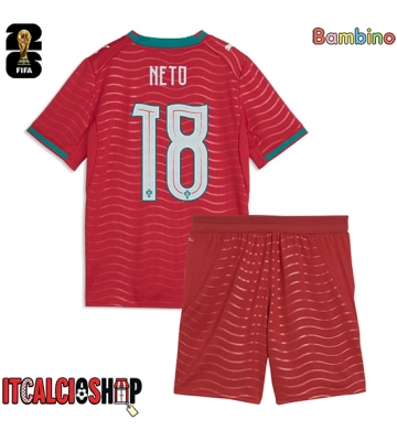 Portogallo Pedro Neto #18 Prima Maglia Bambino Mondiali 2026 Manica Corta (+ Pantaloni corti)